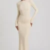 Regine Modal Ruched Backless Maxi Dress in Ivory