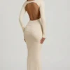 Regine Modal Ruched Backless Maxi Dress in Ivory