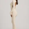Regine Modal Ruched Backless Maxi Dress in Ivory
