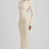 Regine Modal Ruched Backless Maxi Dress in Ivory