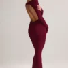 Regine Modal Ruched Backless Maxi Dress in Wine