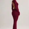Regine Modal Ruched Backless Maxi Dress in Wine