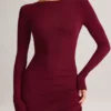 Regine Modal Ruched Backless Maxi Dress in Wine