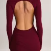 Regine Modal Ruched Backless Maxi Dress in Wine