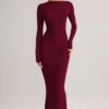 Regine Modal Ruched Backless Maxi Dress in Wine