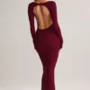 Regine Modal Ruched Backless Maxi Dress in Wine