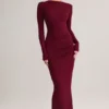 Regine Modal Ruched Backless Maxi Dress in Wine