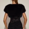 Revia Faux-Fur Short Sleeve Bolero in Black
