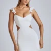 Rialta Cut Out Satin Mini Dress in Ivory