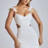 Rialta Cut Out Satin Mini Dress in Ivory