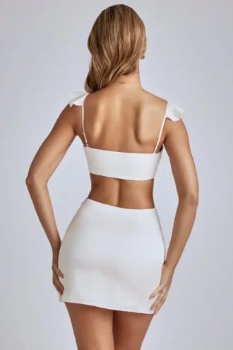 Rialta Cut Out Satin Mini Dress in Ivory