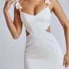 Rialta Cut Out Satin Mini Dress in Ivory
