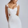 Rialta Cut Out Satin Mini Dress in Ivory