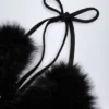 Riana Faux Fur Triangle Bralette in Black