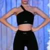 Ribbed Biker Shorts in Black