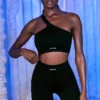 Ribbed Biker Shorts in Black