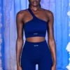 Ribbed Biker Shorts in Navy