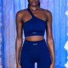 Ribbed Biker Shorts in Navy
