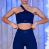 Ribbed Biker Shorts in Navy