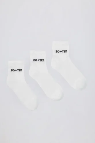 Ribbed Crew Sock Bundle in White