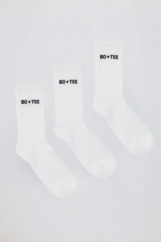 Ribbed Crew Sock Bundle in White