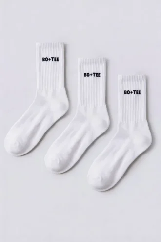 Ribbed Half-Crew 3-Pack Socks in White