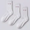 Ribbed Half-Crew 3-Pack Socks in White Pink