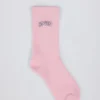 Ribbed Half-Crew Socks in Powder Pink