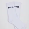 Ribbed Half-Crew Socks in White