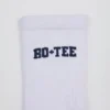 Ribbed Half-Crew Socks in White