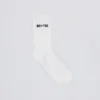 Ribbed Half-Crew Socks in White