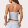 Ribbed Jersey Bandeau Top in Blue Stripe