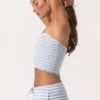 Ribbed Jersey Bandeau Top in Blue Stripe