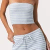 Ribbed Jersey Bandeau Top in Blue Stripe