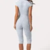 Ribbed Jersey Capri Jumpsuit in Blue Stripe