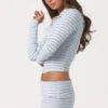 Ribbed Jersey Mini Shorts in Blue Stripe
