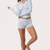 Ribbed Jersey Mini Shorts in Blue Stripe