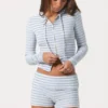 Ribbed Jersey Mini Shorts in Blue Stripe