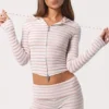 Ribbed Jersey Mini Shorts in Pink Stripe