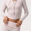 Ribbed Jersey Mini Shorts in Pink Stripe