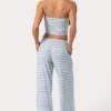 Ribbed Jersey Low-Rise Trousers in Blue Stripe