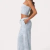 Ribbed Jersey Low-Rise Trousers in Blue Stripe