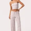 Ribbed Jersey Low-Rise Trousers in Pink Stripe