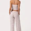 Ribbed Jersey Low-Rise Trousers in Pink Stripe