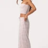 Ribbed Jersey Low-Rise Trousers in Pink Stripe