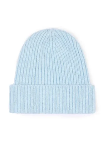 Ribbed Knit Beanie Hat in Powder Blue