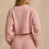 Ribbed Knit Cropped Jumper in Blush Pink
