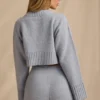 Ribbed Knit Cropped Jumper in Soft Blue