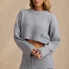 Ribbed Knit Cropped Jumper in Soft Blue