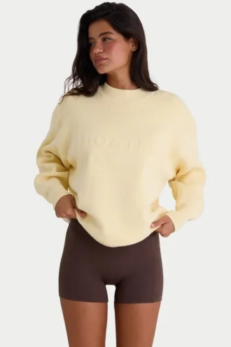 Ribbed Knit Oversized Jumper in Lemon